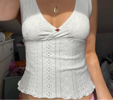 BXOXO Holiday Hollow Out Crop Top White Sleeveless V Neck Skinny Vest Women Casual Solid Tank Tops Summer Basic Tee y2k Vintage